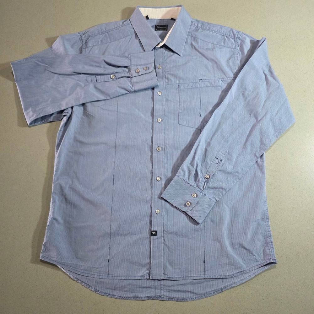 7 Diamonds Mens XXL Blue White Pinstripe Long Sleeve Button Down Shirt